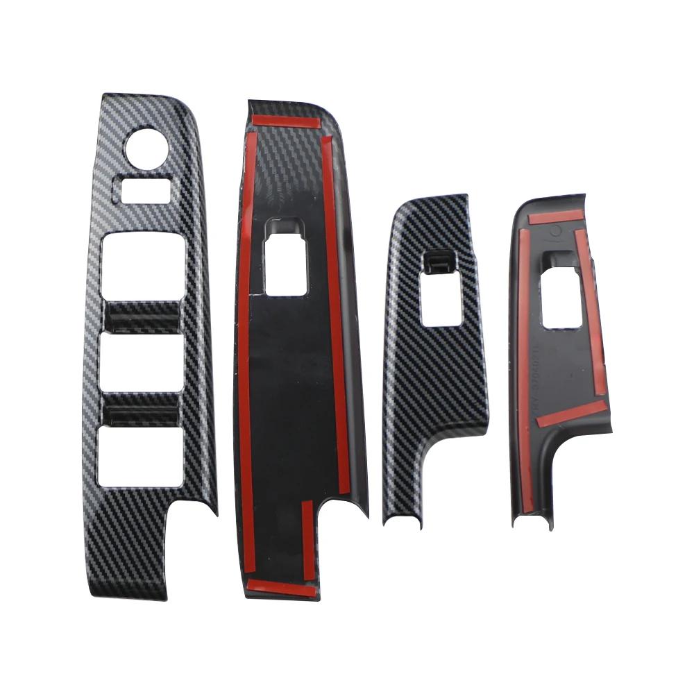 4Pcs Carbon Fiber Car Door Armrest Window Lift Panel Cover Sticker Trim for Isuzu D-Max Dmax 2021 2022 2023 LHD Accessories