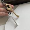 Metal Key Shaped Pendant Necklace For Women Girls Simple Long Wax Rope Sweater Chain Fashion Accessory New Gifts