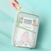 Student Homework Organizer Mesh Document Bag with Zipper And Strap, L Shaped Three Layer PVC File Case Opening Pouch, Transparent for Office