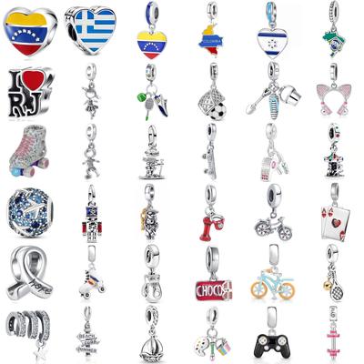 New Leisure Sports Series Roller Skates Tennis Barbell Charms Beads Fit Original Pendant Bracelet Diy Fashion Woman Jewelry