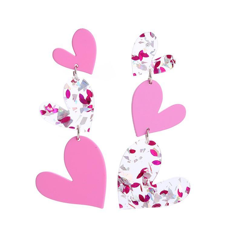 Sweet Personality Mirror-like Acrylic Heart-shaped Pendant Dangle Earrings for Women Romantic Valentine's Day Gift Korea Jewelry