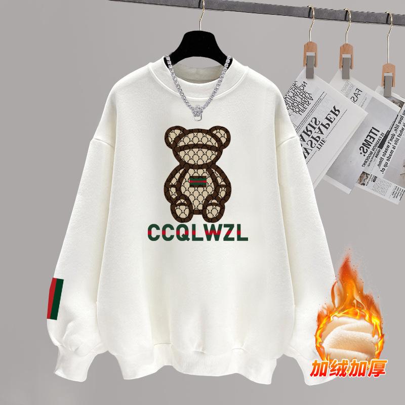 Spring, autumn and winter new velvet thickened hoodless cotton sweater women's loose long-sleeved thin coat ins