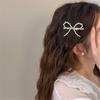 Beaded Hair Clip Aesthetic Hair Bows Bowknot Duckbill Clip Side Pin Nonslip Hair Barrettes for Women Girl Hair Styling