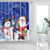 Merry Christmas Shower Curtains New Year Santa Bathroom Decor Bath Curtain Cartoon Snowman Elk Bath Bathroom Curtains