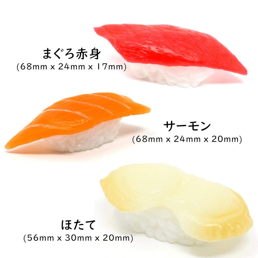 Nakira Food Sample Sushi Nigiri Set of 12 Sushi Including and Egg Life-Sized Pieces, Tuna, Squid, Octopus, (NKR968)