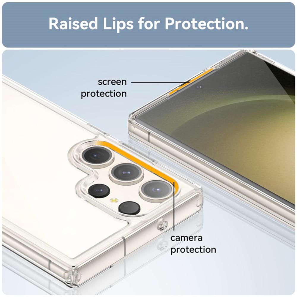 WANLONFENG MF Series for Samsung Galaxy S23 Ultra Case TPU+Acrylic Clear Phone Cover with Tempered Glass Film