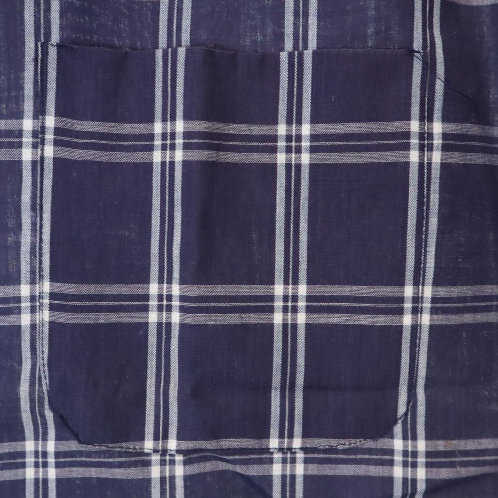 WILSHIRE 70s vintage Check Pattern Long sleeve shirt M Navy Men's Used