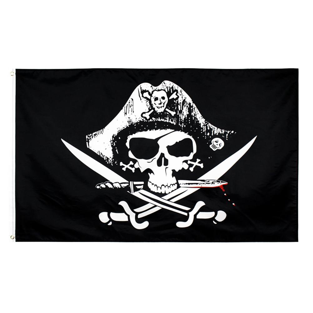 Halloween Jolly Roger Banner Skeleton Pirate Flags Bunting for Halloween Party Pirate Party