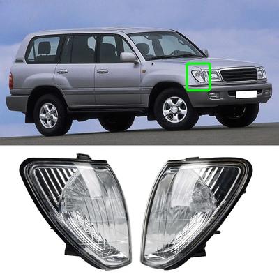 Front Side Corner Signal Lights Fit For Toyota Land Cruiser FJ100 1998-2006,White Lens Turn Signal Lamp Housing Replacement