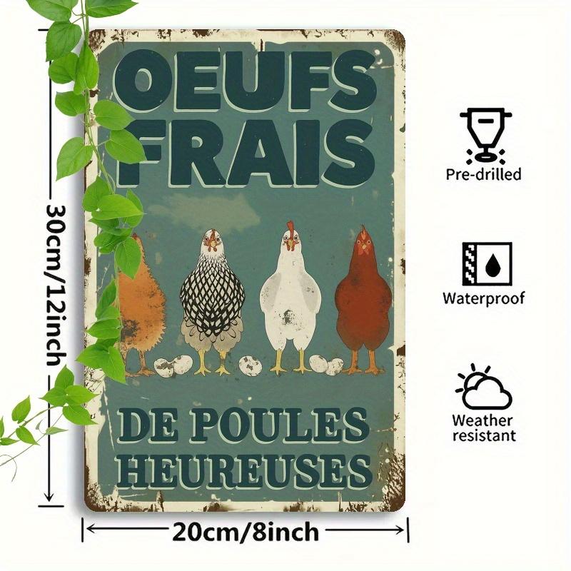 

Fresh Eggs From Happy Hens Vintage Rustic Farmhouse Decor Iron Metal Wall Art Sign x Inch for Farm Kitchen Garden 20x30cm（7.8x11.8inch）