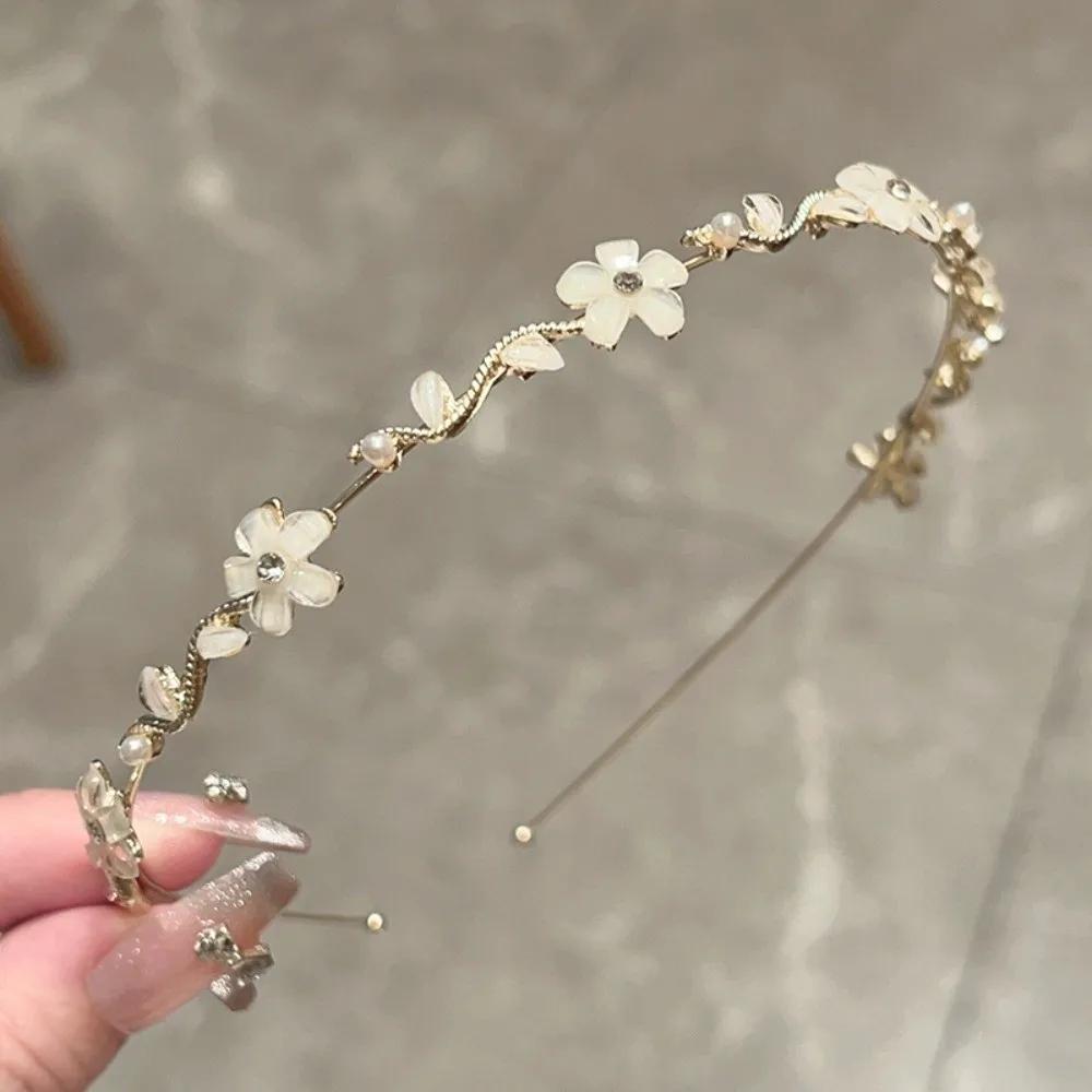 Pearl Rhinestone Hair Hoop Shining Elegant Flower Leaf Women Hair Comb Wedding Bridal Hairpin Crown Hair Styling Accessories