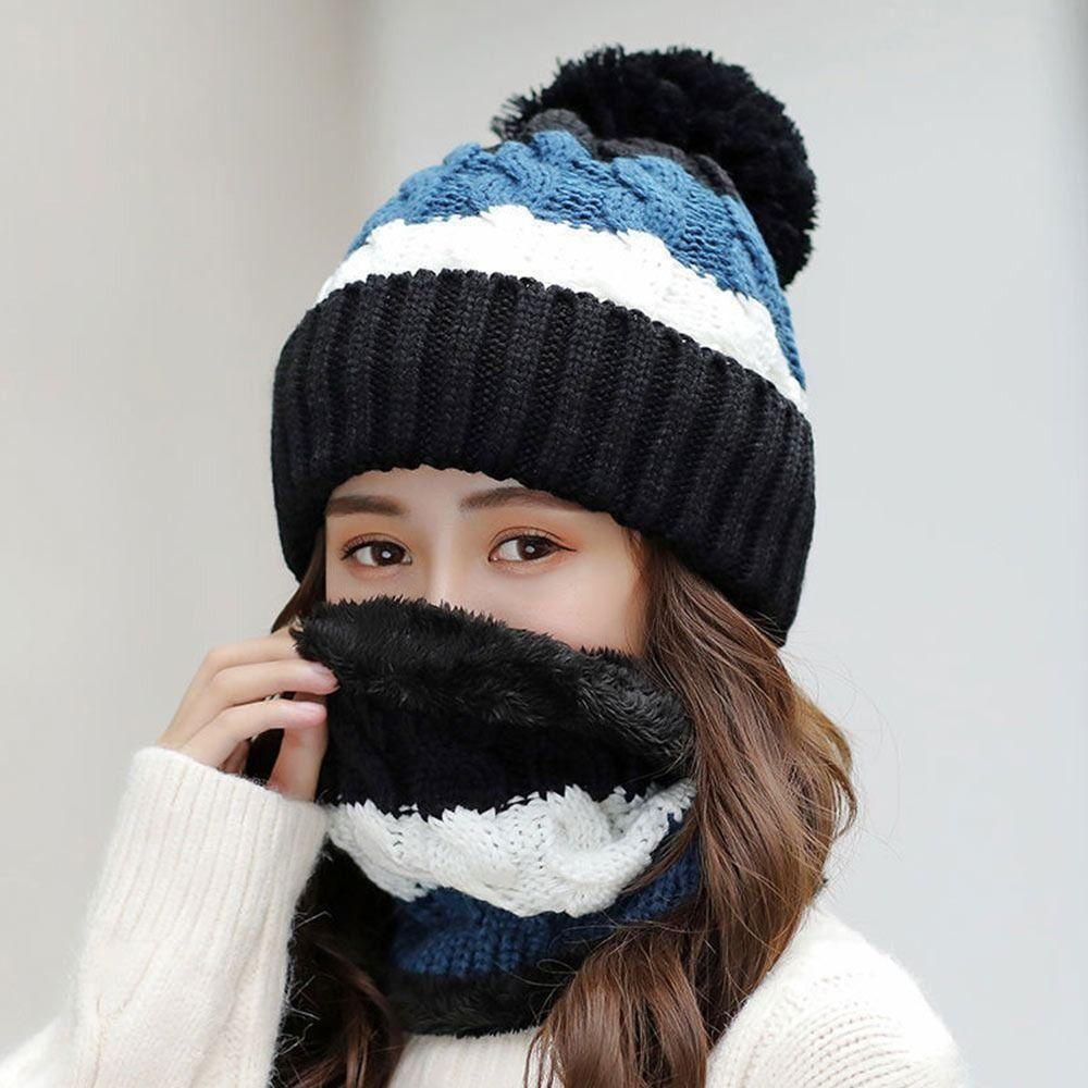 Soft Woolen Hat Elastic Knitted Scarf Balaclava Hat Scarf and Hat Set  Outdoor
