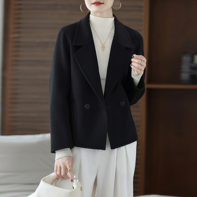 100% Wool Women Jacket TIDENOVEL Autumn Wool Blazer Handmade Suit Jacket Winter Warm Wool Coat