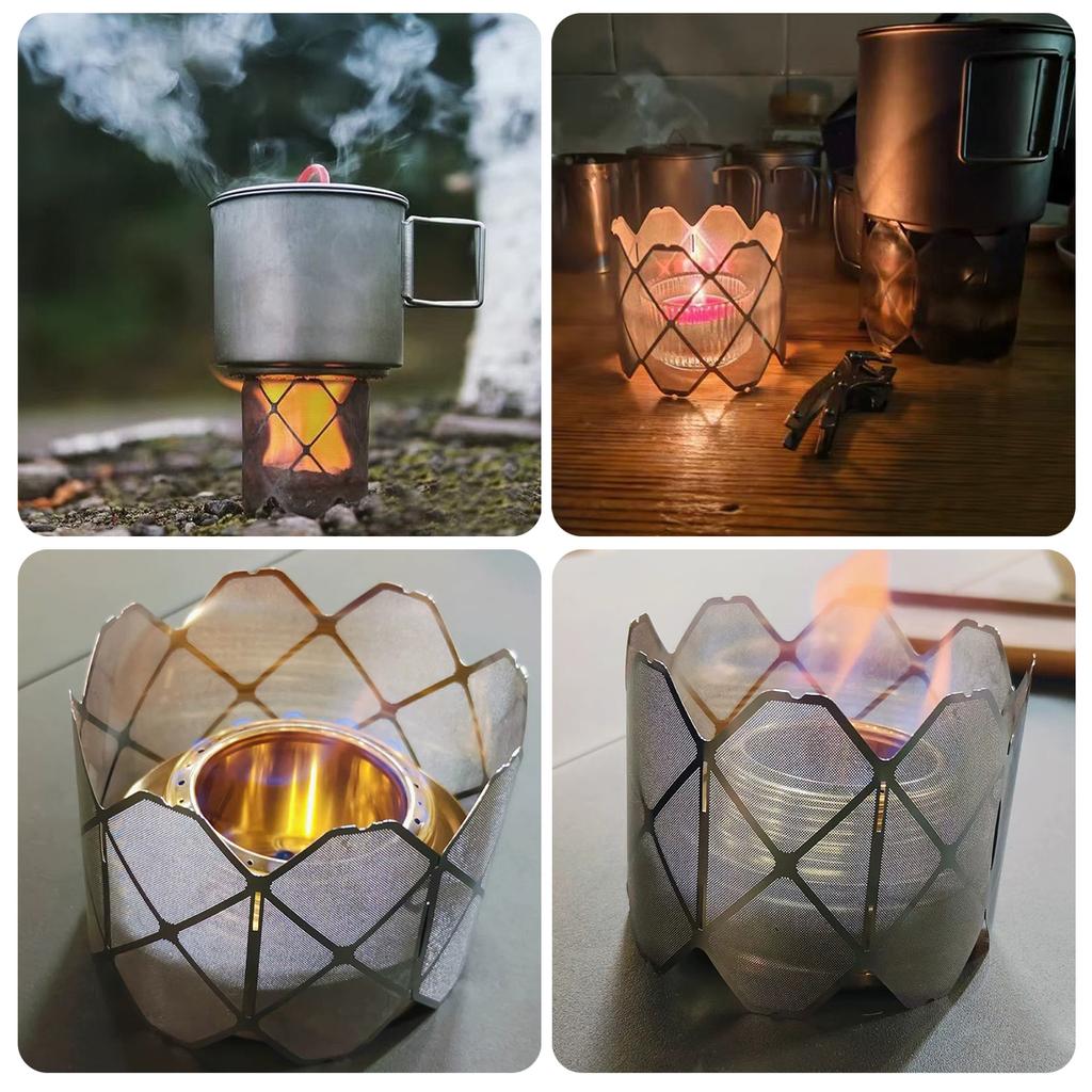 Folding Camping Stove Windshield Stainless Steel Outdoor Cooking Stove Wind Guards Backpacking Alcohol Stove Windscreen