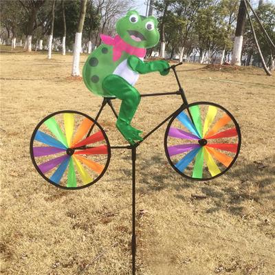 Garden Lawn Yard Decor Wind Spinner Cute 3D Animal On Bike Windmill