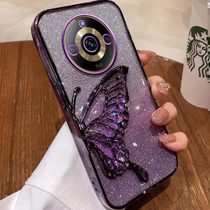 Pouzdro Realme11 Pro+ 5G Luxusní třpytivé pouzdro s tekutým pískem a motýlem Pro OPPO Realme 11 12 Pro Plus 10 Nárazuvzdorný kryt Realme11pro