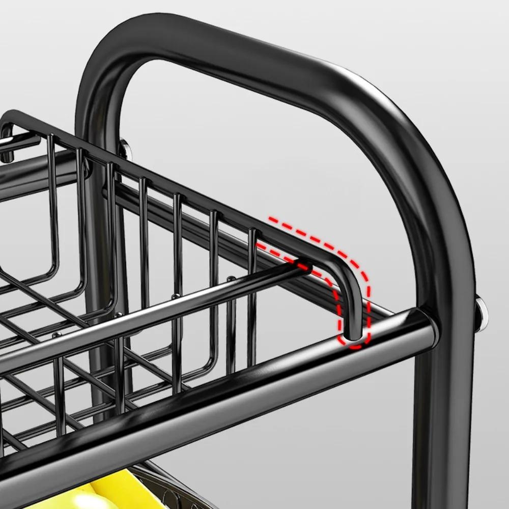 Kitchen Storage Rack Floor Standing Storage Rack Multifunctional Microwave Oven Vegetable Basket With Wheel Microwave Shelf Cart