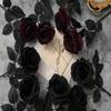 Long Stem Artificial Black Roses, Plastic Material Never Wither, Suitable for Valentine's Day, Family Wedding Party, Halloween Atmosphere