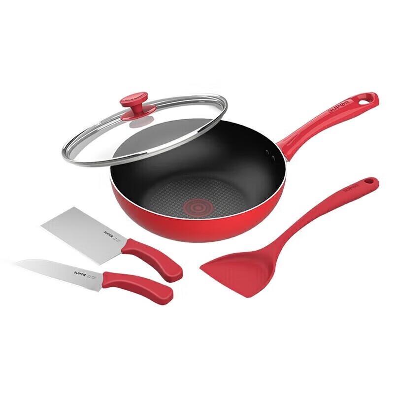 Supor 4-Piece Stainless Steel Flat Frying Pan Set