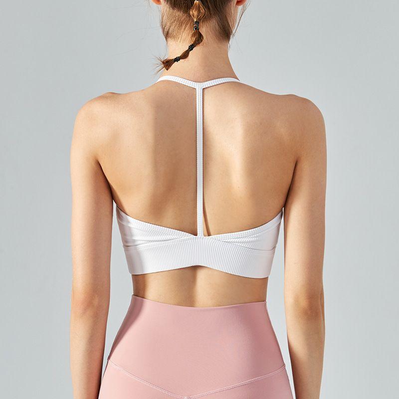 With Chest Pad Spring and Summer New Arrival T Shape Back Exercise Underwear Bra Running Shockproof Female Gym Top Outwear Beauty Back