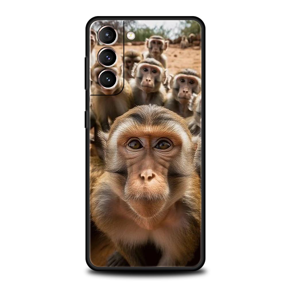 Zvířecí selfie umění Pouzdro na telefon Pro Samsung Galaxy S24 S23 Ultra S22 S21 S20 FE 5G S10 S10E S9 Plus S8 Silikonový Černý Kryt Nárazník