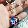 Kulatý svítící krystal zvěrokruhu Keychain - Panna & Lev