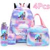 4Pcs/set Demon Hunters Printed Backpack Handbag Pencil Case 750Ml Water Bottler for Teenager Boy Girl Large Capacity Waterproof Schoolbag
