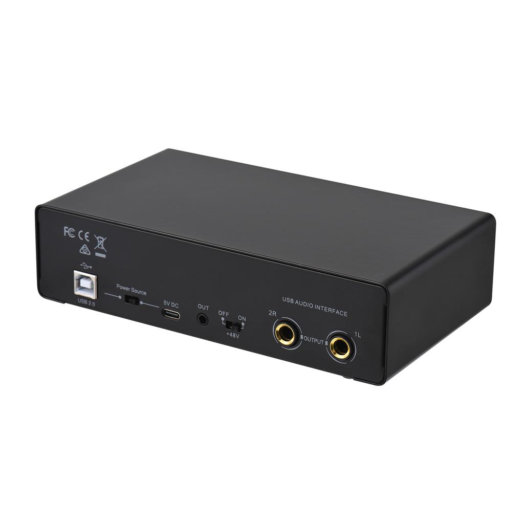 Professional Recording Microphone Interface 5V Type-C USB and Data USB 2.0 Mixing Console Microphone Sound Card