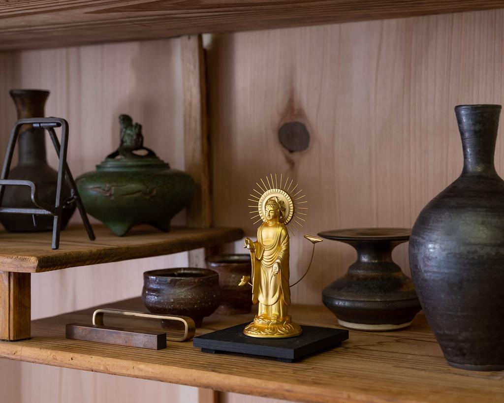 Amitabha Buddha Statue, 10.5cm (Gold plated24K Gold), by Makita Shuun, Based On the Jodo Shinshu Otani Sect (East), Takaoka Bronzeware (Amitabha
