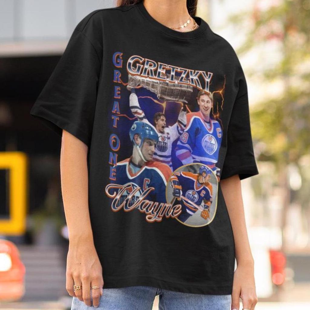 Wayne Gretzky Shirt Vintage 90s Edmonton Oilers NHL Fan Hockey Design Retro Bootleg Gift Classic Graphic Tee Unisex T-Shirt Limited Edition