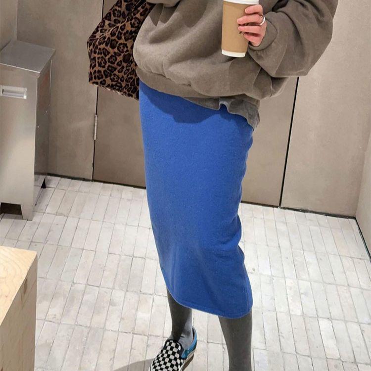 Slimming High Waist Bodycon Knit Skirt - Dopamine Blue for Petite Women, 2025 Style Small