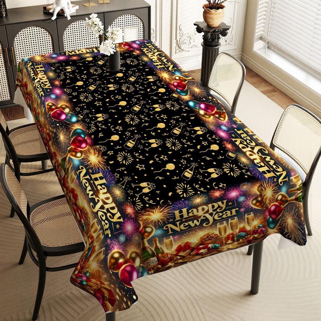 Happy New Year 2026 Tablecloth, Atmospheric Photo Backdrop, Home Decor Placemat, Nordic Style Cover Cloth