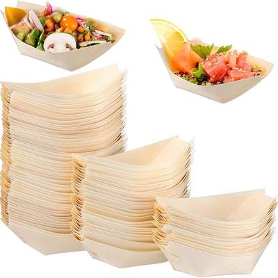 Home Party Wedding Supplies Sushi Salad Dessert Bowl Pine Wood Serving Bowl Bamboo Wooden Boat Bamboo Leaf Boat Food Container