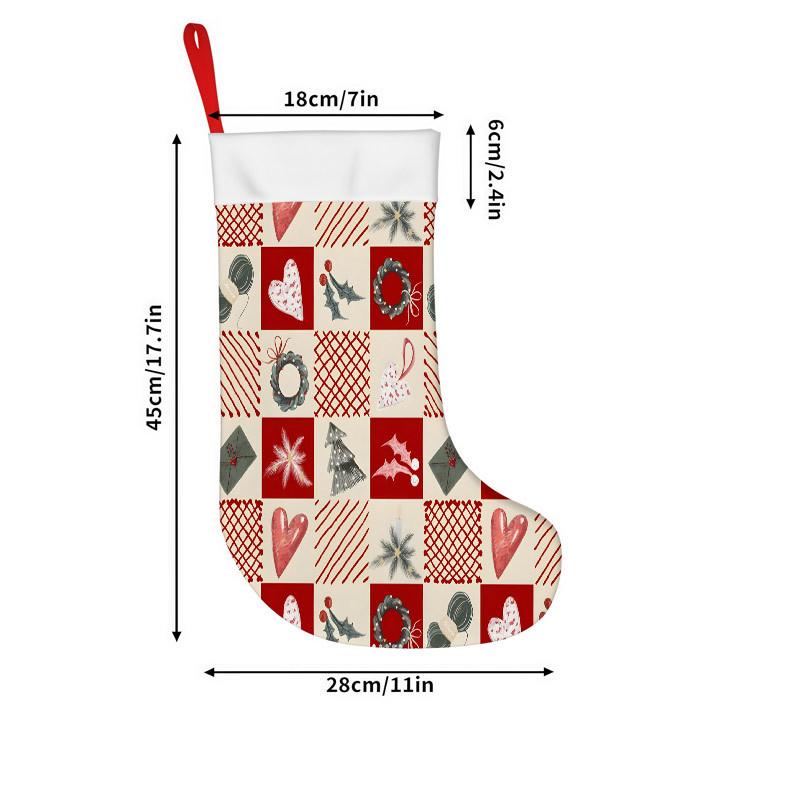 Christmas decoration fireplace hanging stockingChristmas Stockings 1pc 45.72 cm, Christmas Patchwork Red Print