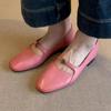 Soft Leather Version~ French Xiaoxiangfeng Shallow Mouth Flat-soled Single Shoes Women's 2025 New Pink Soft Leather Square Head Mary Jane Shoes