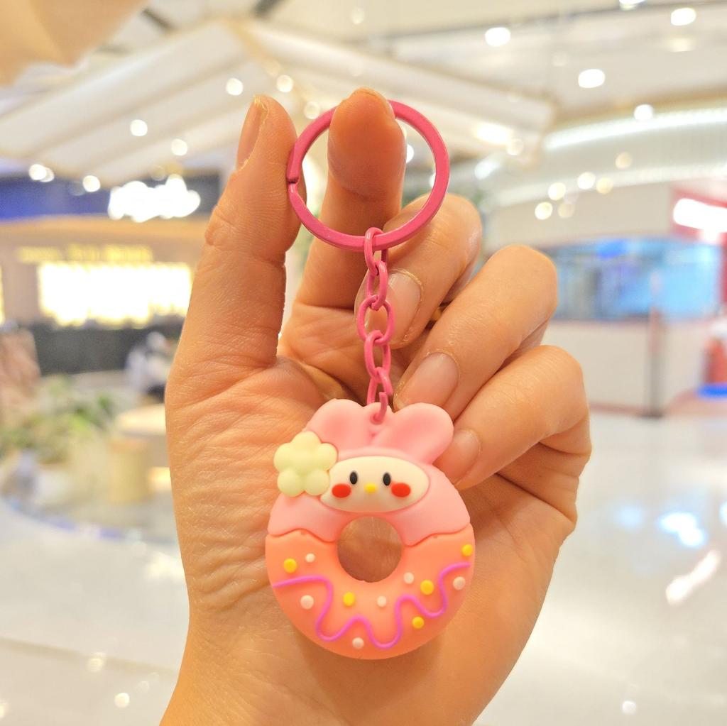 New Donut Keychain Decorative Gift Sweet Three-dimensional Doll Keychain Couple Backpack Pendant