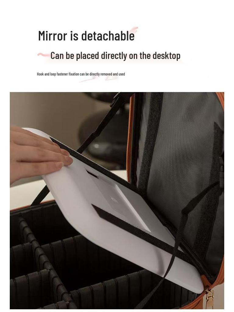 Women's Professional LED Mirror Makeup Box - Large Capacity Portable Cosmetic Storage Bag