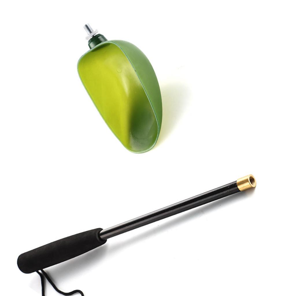 Abnehmbarer Fischkescher Futterlöffel Wurfschaufel Karpfenköderschaufel mit EVA-Griff