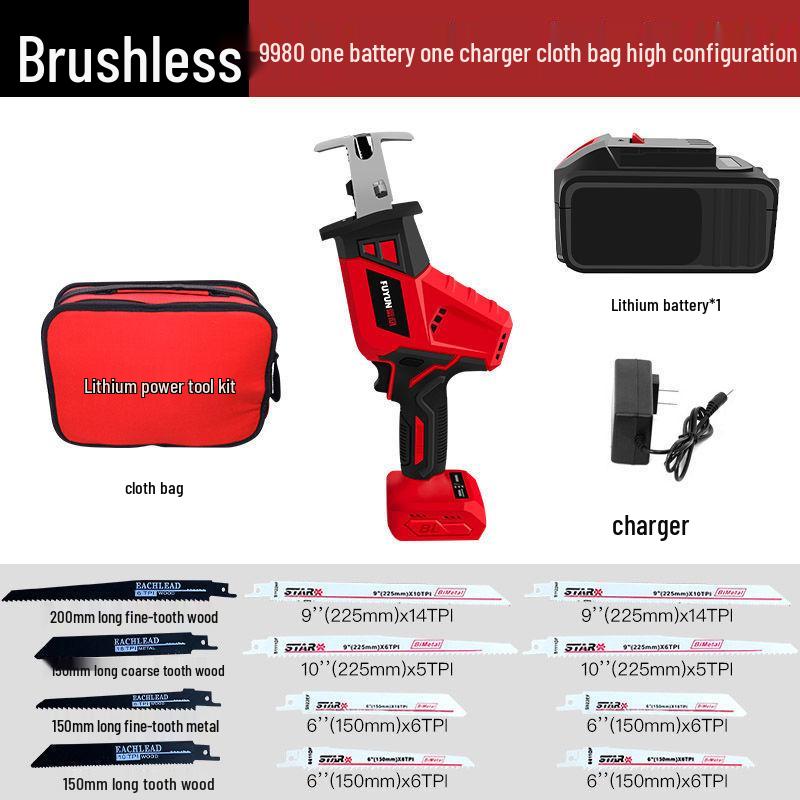 Rechargeable Handheld Brushless Chainsaw - Multifunctional Lithium Battery Saber Saw for Household Logging