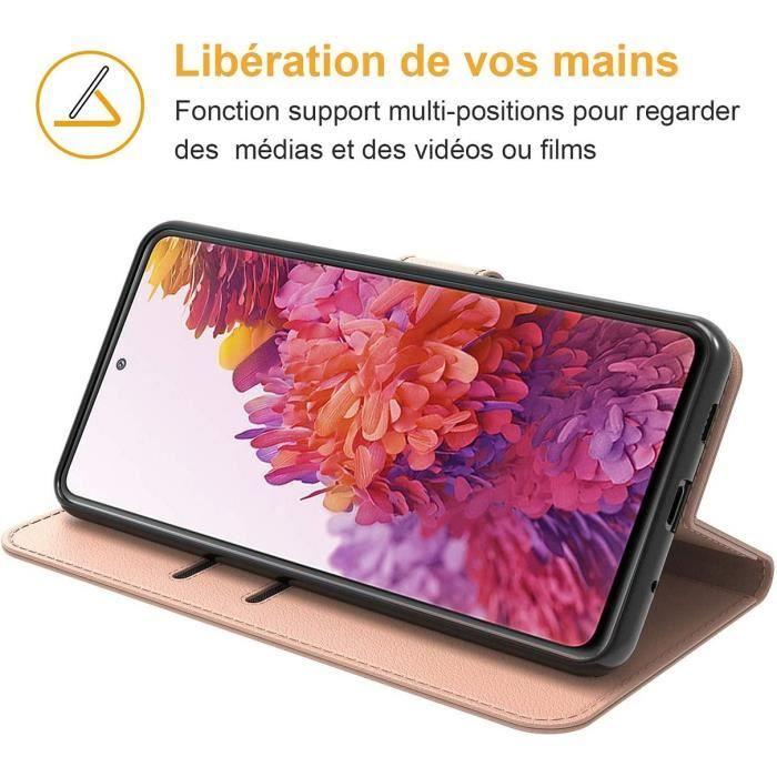 Coque de protection - PROSHOP - Samsung S20 - Rose effet cuir - Anti-rayure - Rangement carte