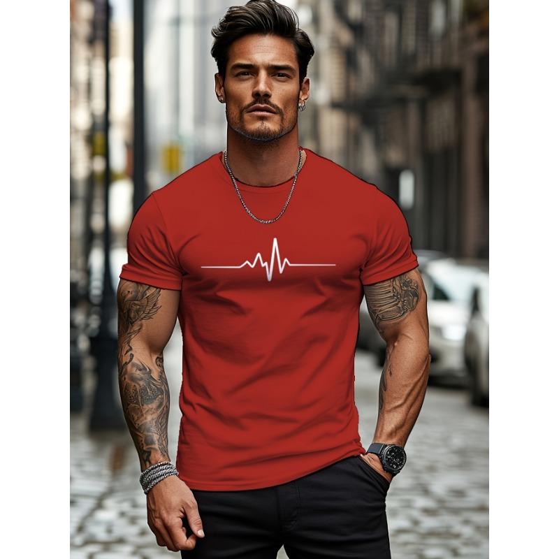European and American Simple Casual Printed Short-sleeved Men's Summer Commuting Wear Ins Round Neck T-shirt