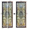 1 Set Door Stickers Waterproof Vintage Style Self-adhesive PVC 3D Retro Floral Pattern Door Sticker Home Decor for Dormitory