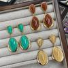 Vintage Water‑Drop Gemstone Dangle Earrings for Women, Light‑Luxury High‑End Color‑Contrast Elegant Drop Earrings Party Jewelry
