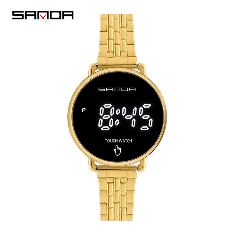 

Sanda Мужские Стильные Электронные Часы с Сетчатым Браслетом с Одинарным Застегиванием золотой