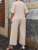 Elegant Women's Plus Size Jumpsuit - Comfortable Summer Wear with Button Shirt Collar and Solid Colors