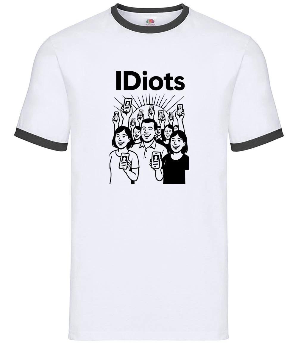 IDiots Anti Digital ID Cards - Mens Ringer - Britcard UK Starmer Labour L