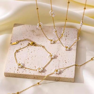 Korean Trendy Pearl Flower Necklace - Retro Clavicle Chain Choker for Women