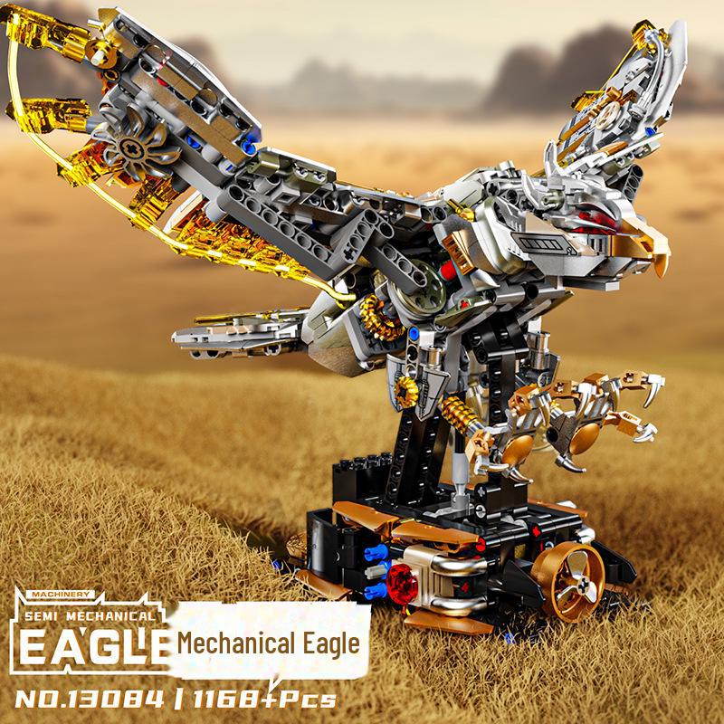 Lego-Compatible Mechanical Parrot, Shark, Whale, and Octopus Assembly Model Toys