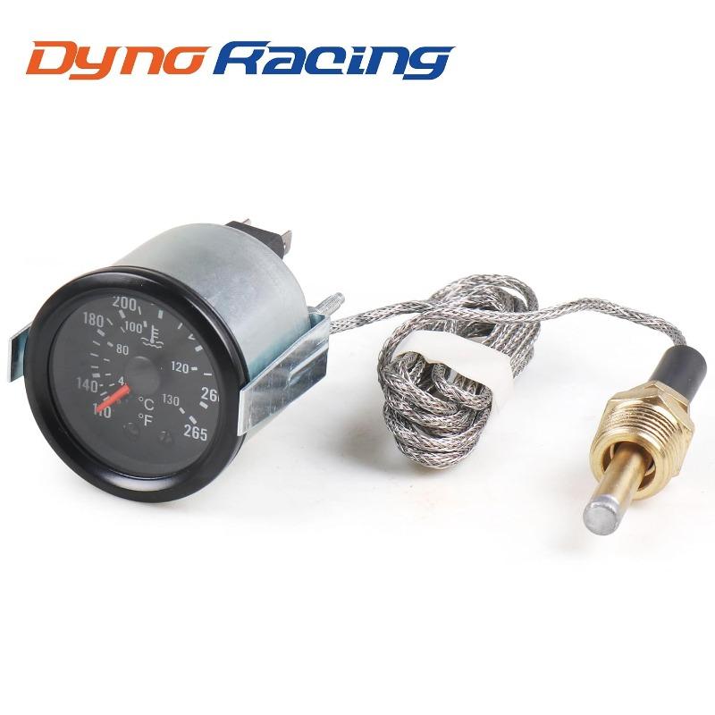 2" 52mm 12V Pointer Mechanical Water Temperature Temp Gauge 40-130℃,110-265℉,Yellow Light Car Meter with Sensor NPT 1/2, 1.8m Wire Length