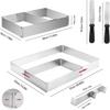 Rectangular Pastry Frame, Rectangular Pastry Mold, Extendable Pastry Frame with Adjustable Spatula, Square Cake Mold for Small and Large Cakes and Tar